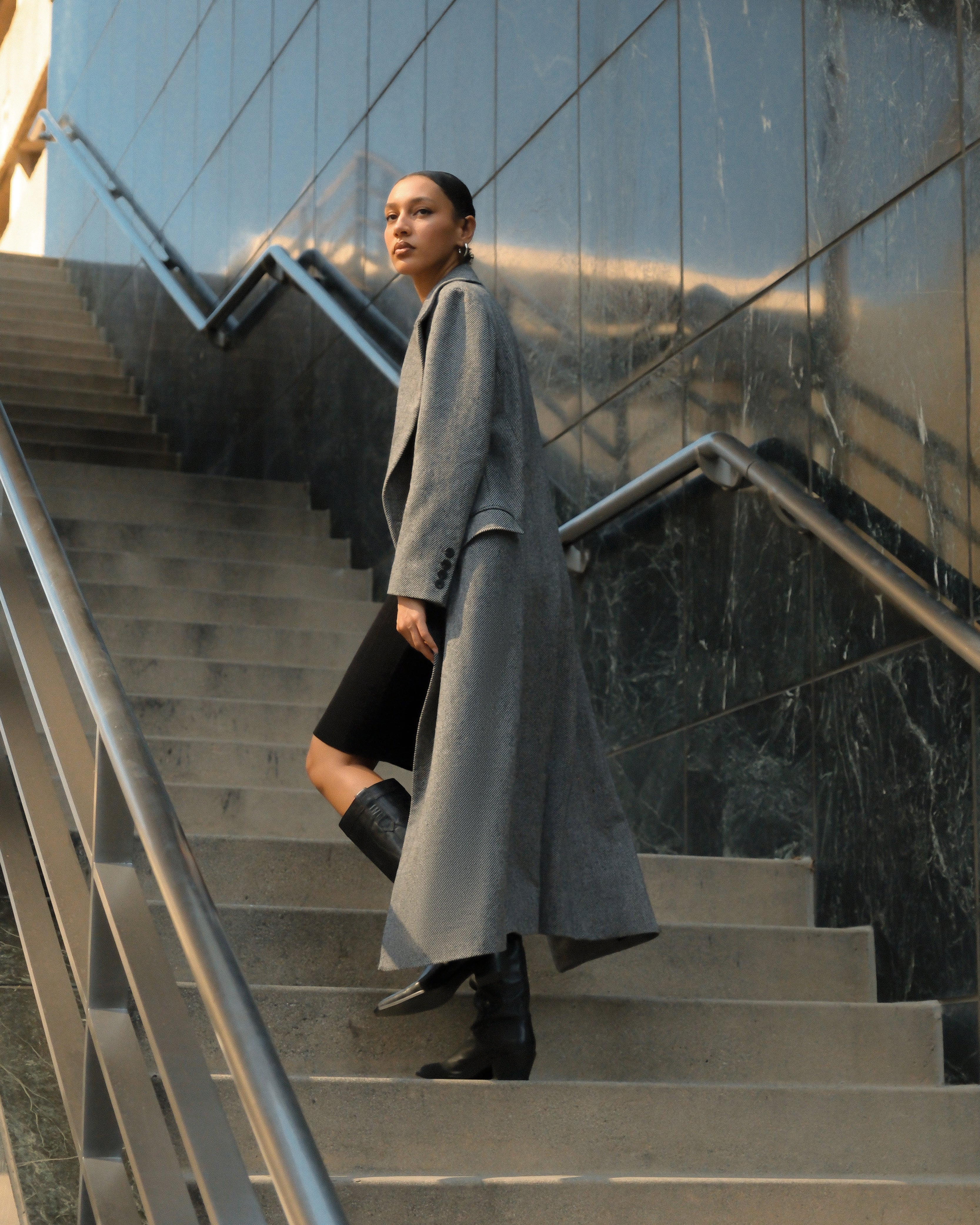 Ryan Herringbone Wool Maxi Coat