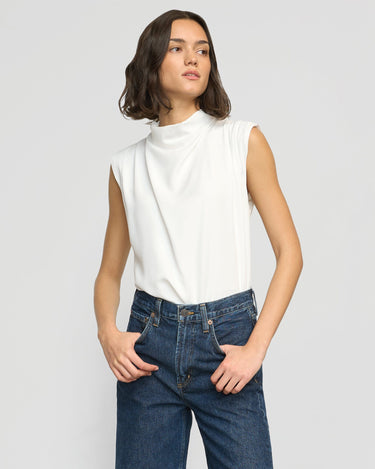 Olivia | Allegra Gathered-Neck Sleeveless Blouse in Size Small 