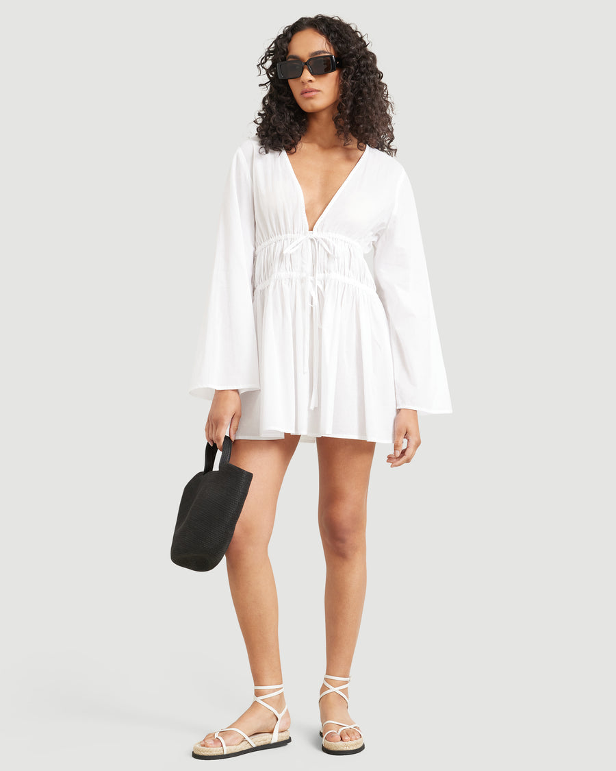 Evie Ribbed Knit Jersey Dress - Women's Dresses - White - S | Modern Citizen