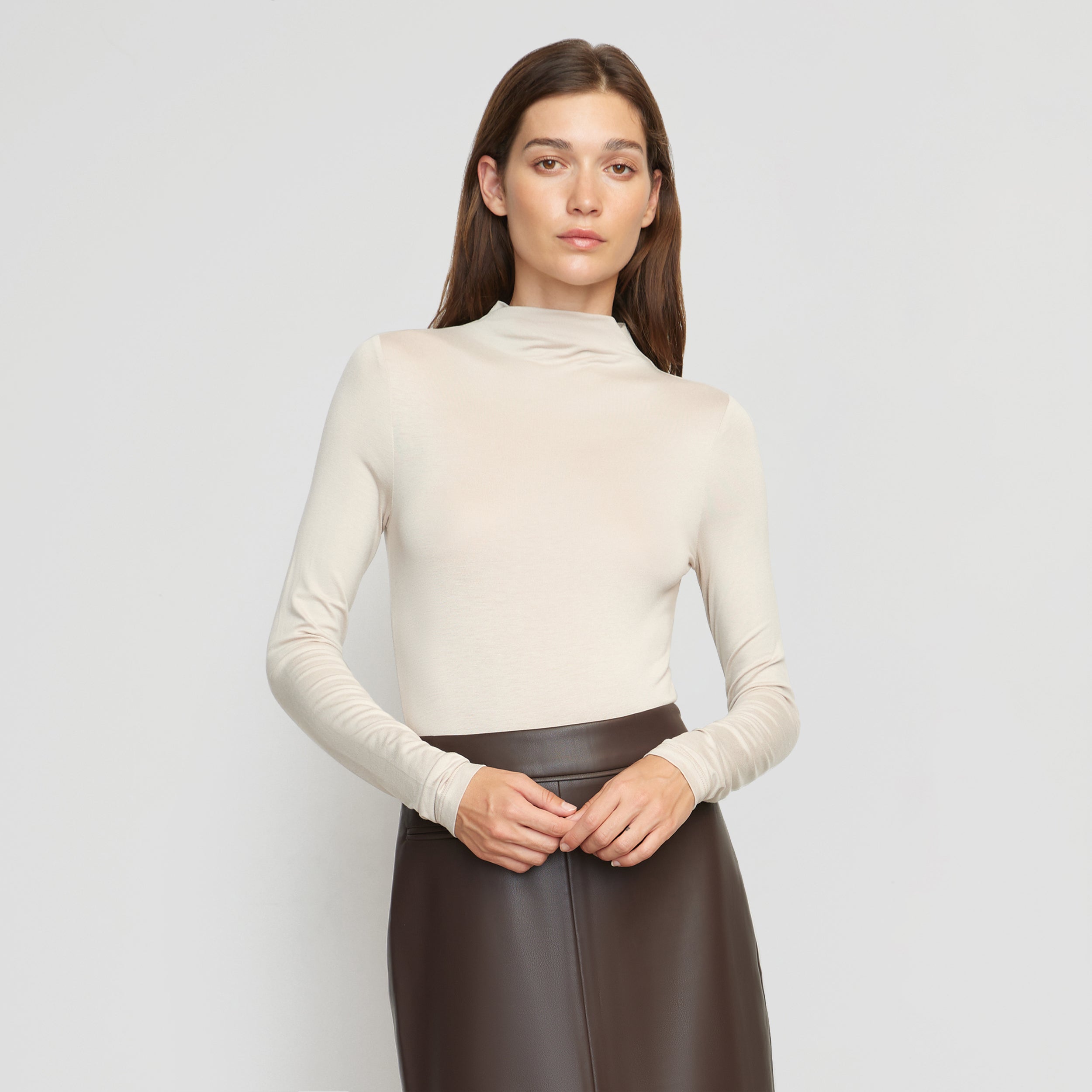 Ava Mock-Neck Long-Sleeve Tee