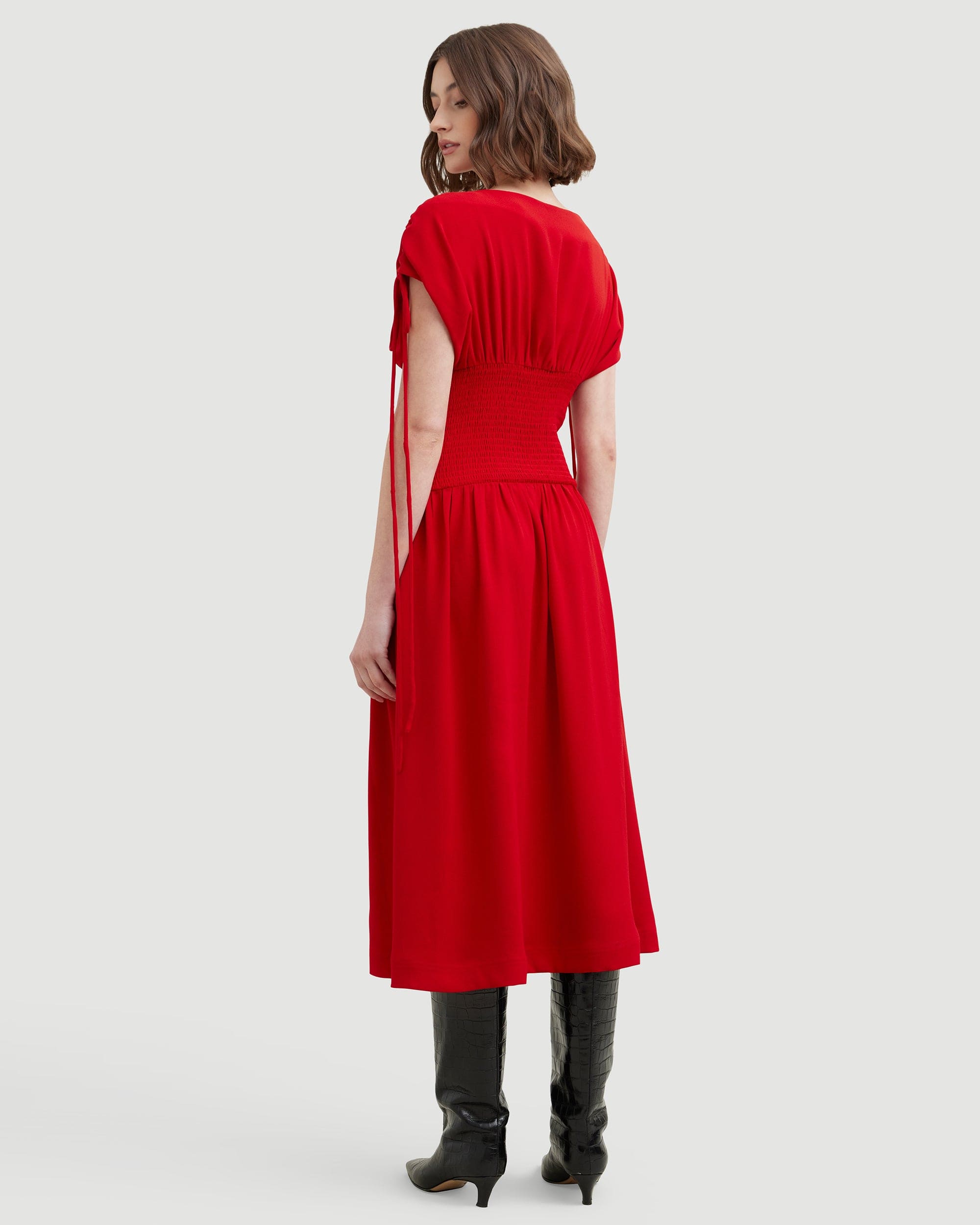 Ayumi Gathered-Shoulder Dress