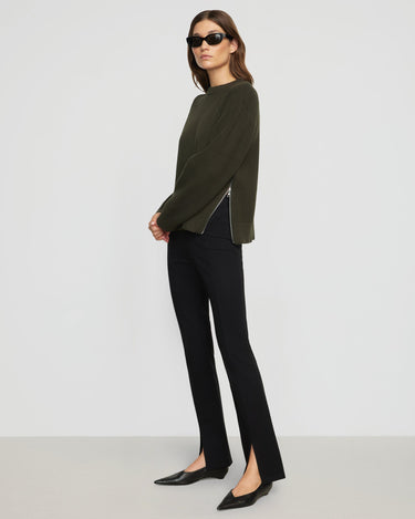 Renée | Cass Front-Split Ponte Stretch Pant (Regular) in Size Extra Small