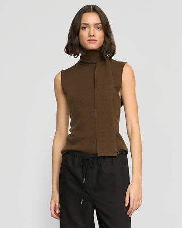 Olivia | Demi Scarf-Neck Cotton-Silk Knit Top in Size Small 