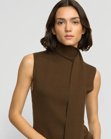 Olivia | Demi Scarf-Neck Cotton-Silk Knit Top in Size Small 