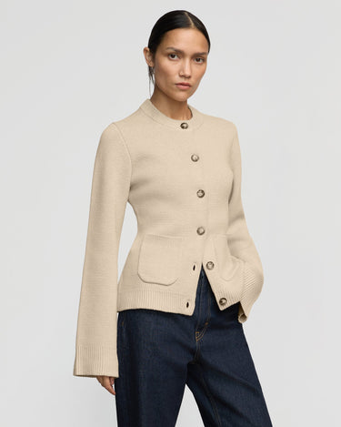 Charlotte | Eames Cotton-Wool Button Cardigan in Size Extra Small