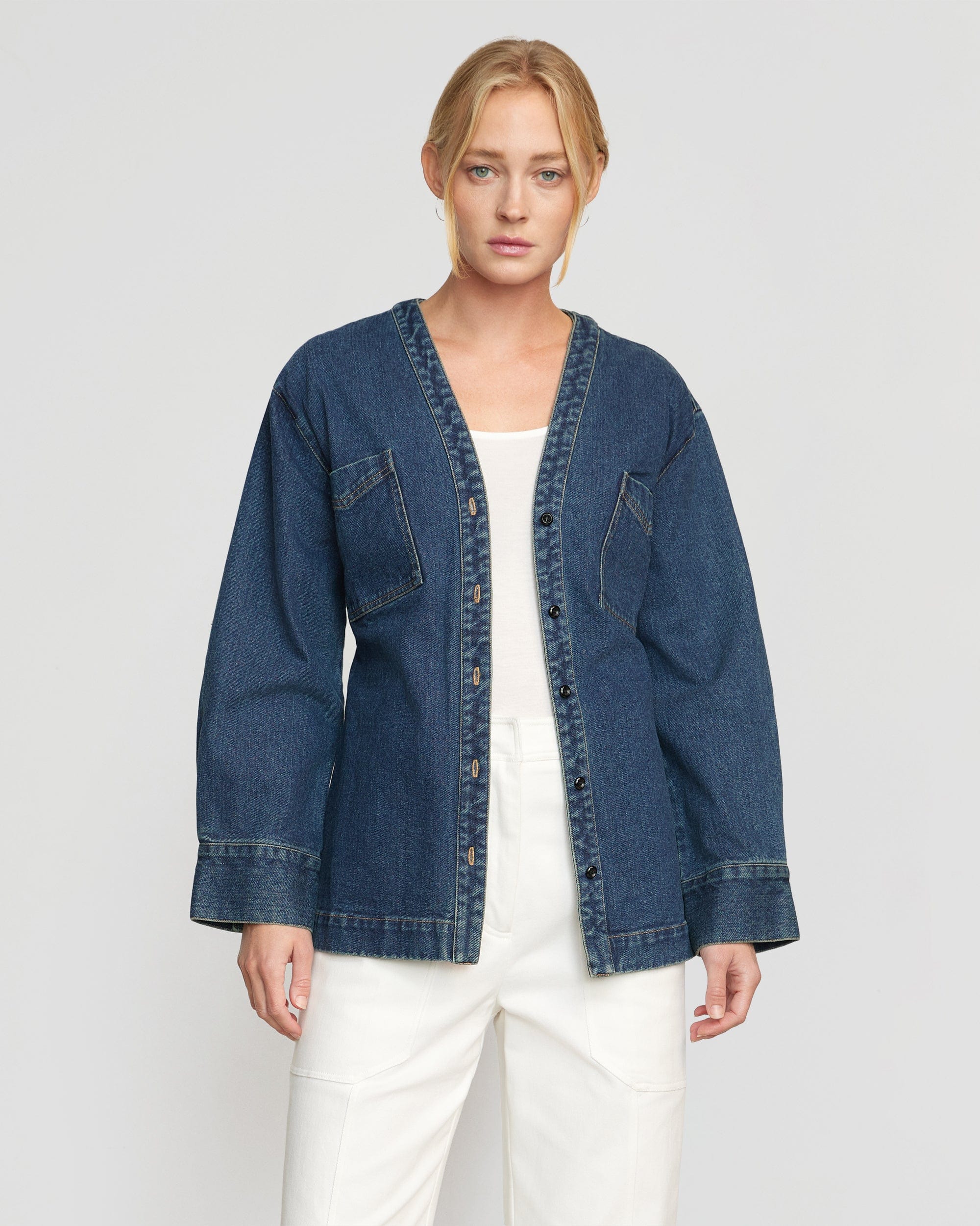 St. deals John designer Denim Jacket Wool sleeves 4