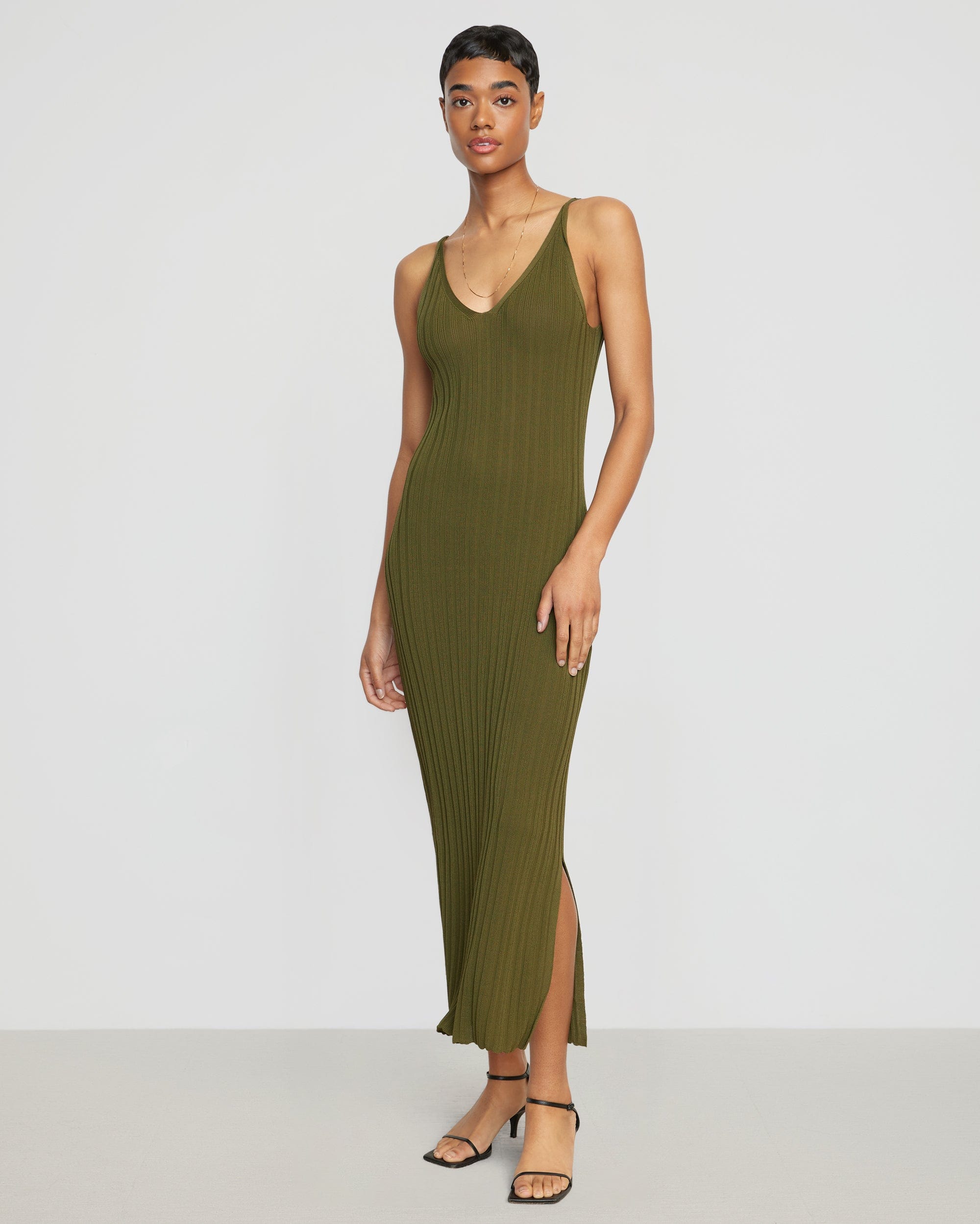 Ribbed Tank Dress Green