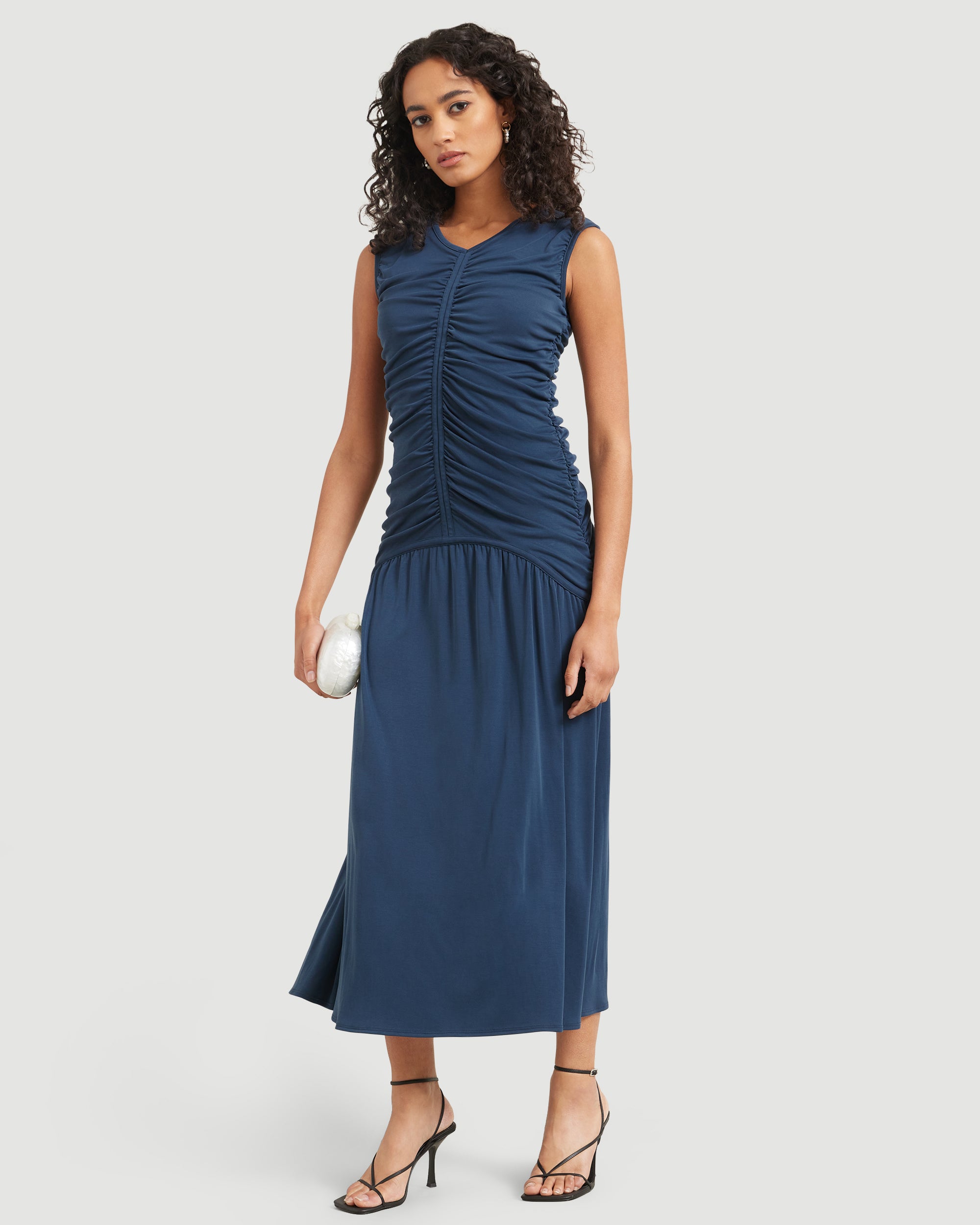 Florence Ruched-Front Sleeveless Dress