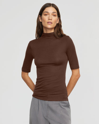 Renée | Gina Tencel-Wool Mock-Neck Tee in Size Small