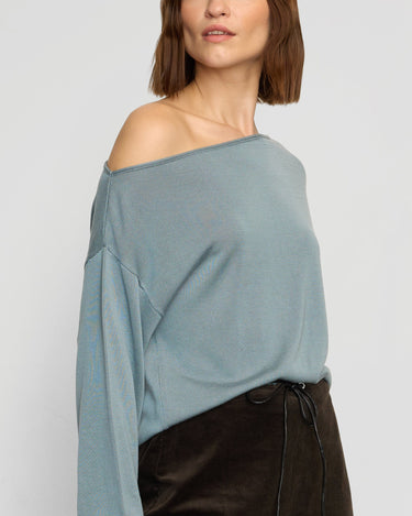 Helena | Hachi Tencel-Wool Off-Shoulder Sweater in Size Small