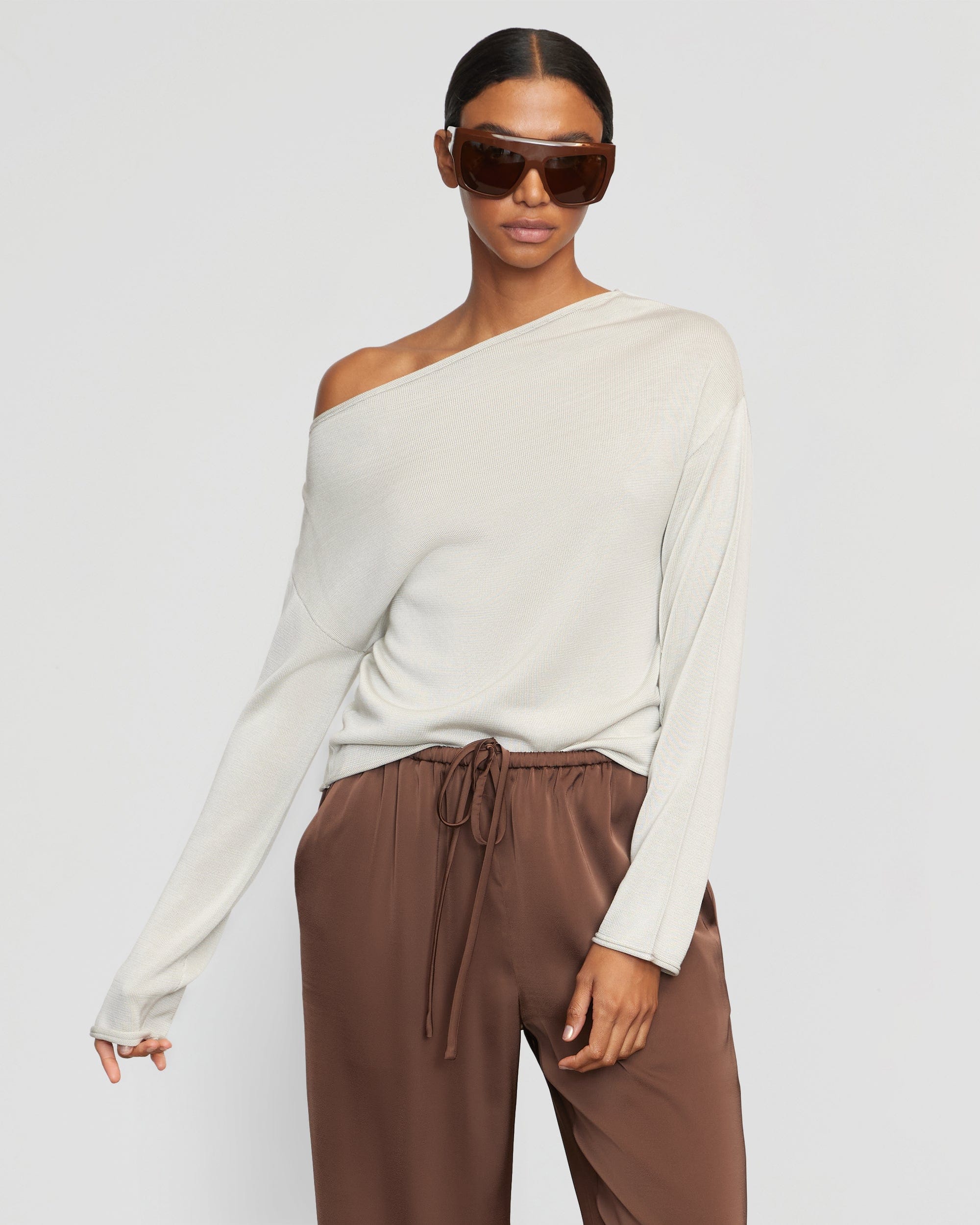 Hachi Tencel Wool Off Shoulder Sweater