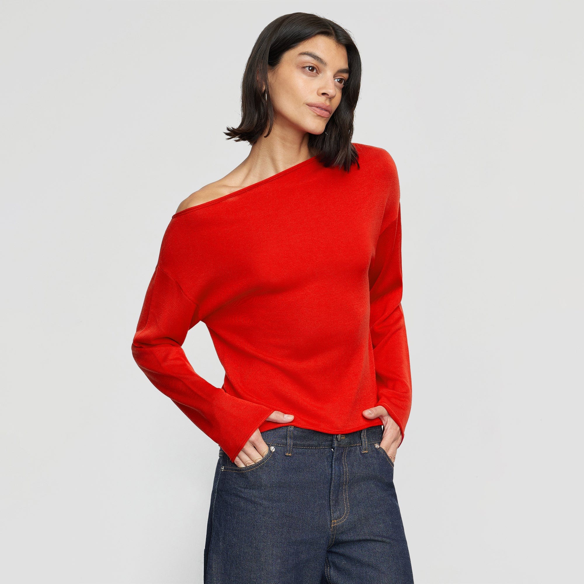 Hachi Tencel Wool Off Shoulder Sweater