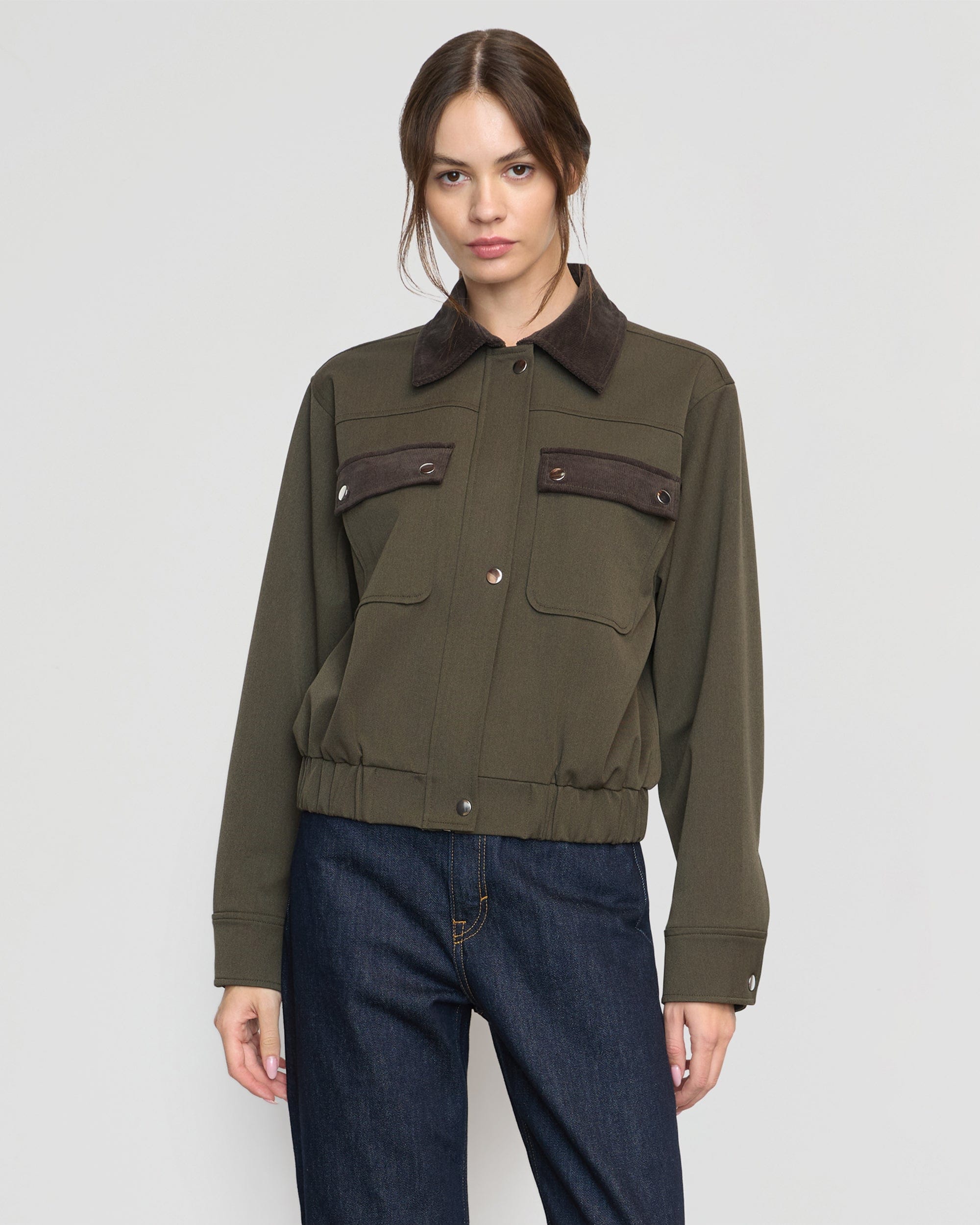 Haddon Contrast Collar Corduroy Bomber Jacket