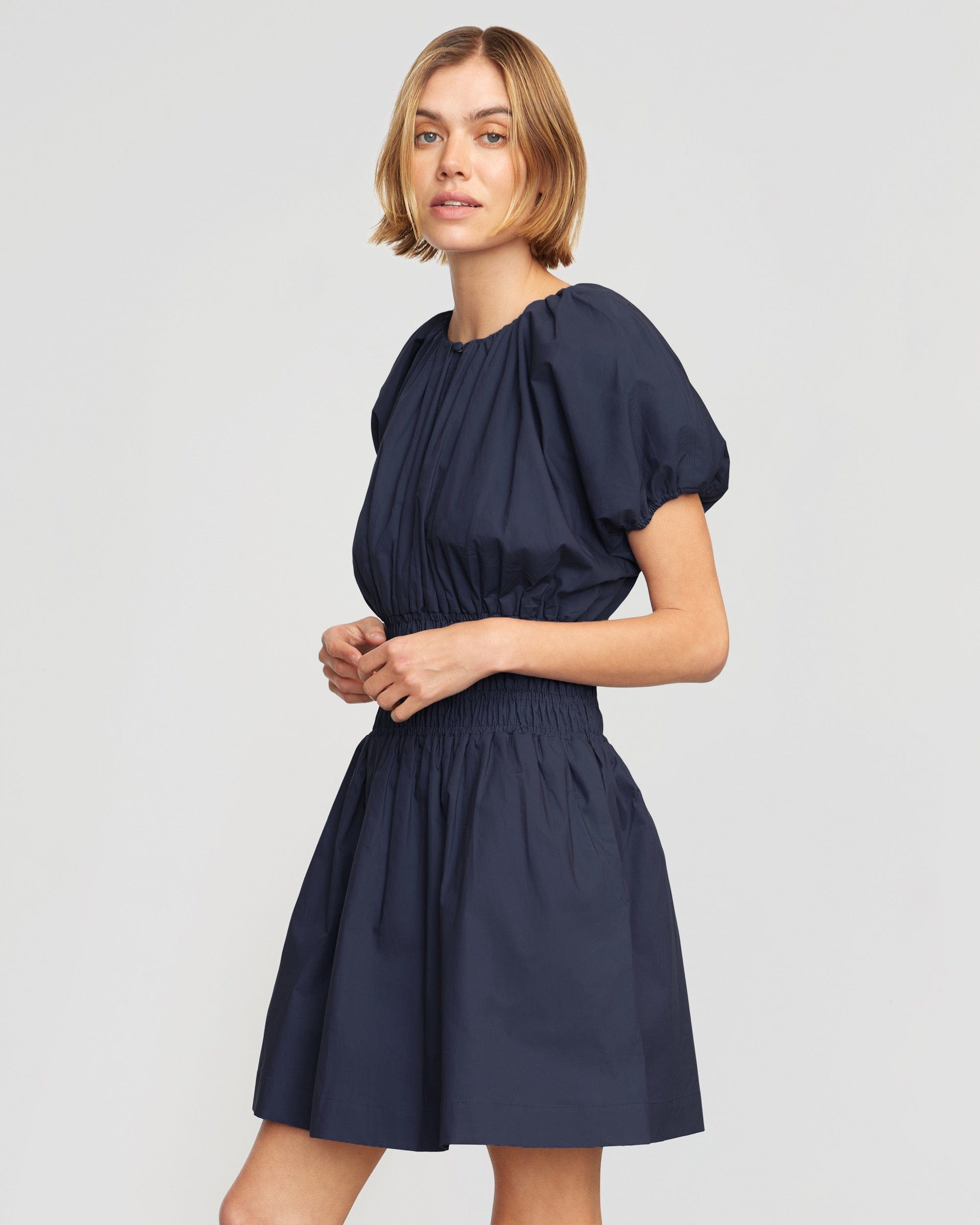 Kaci Cinched Waist Mini Dress Women s Dresses Navy S Modern Citizen