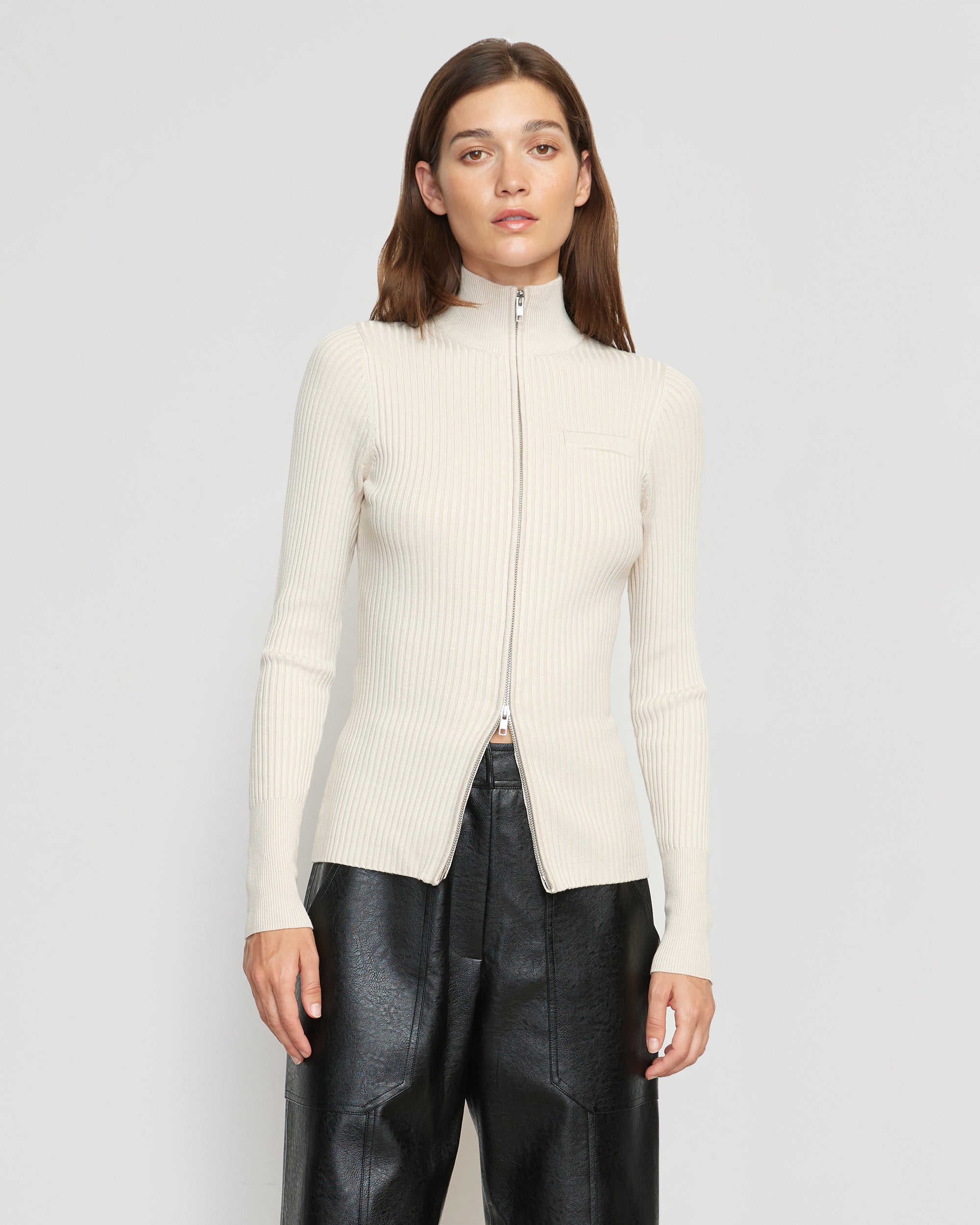 Kaine Ribbed Two-Way Zip Sweater