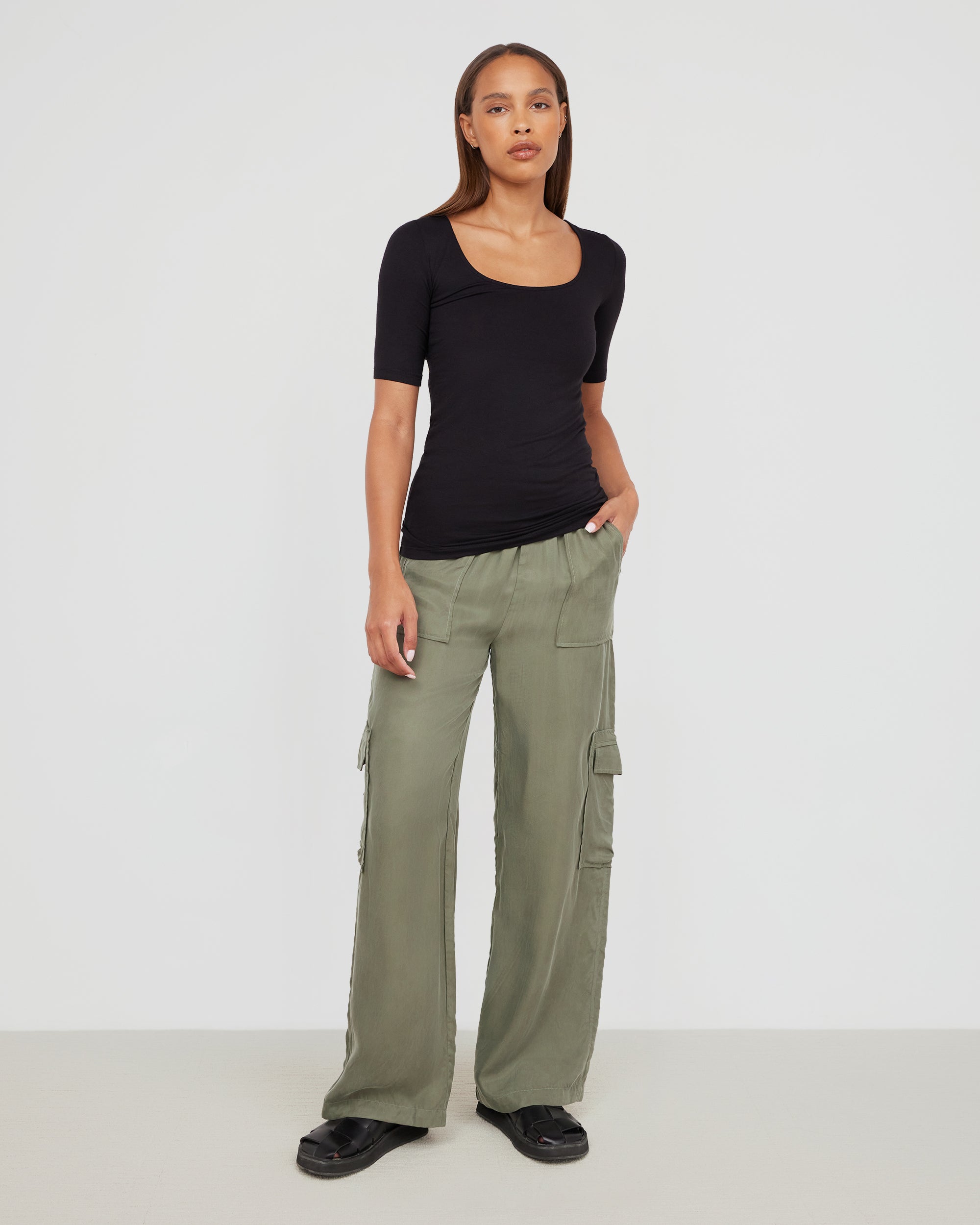 Kateri Satin Wide Leg Cargo Pant