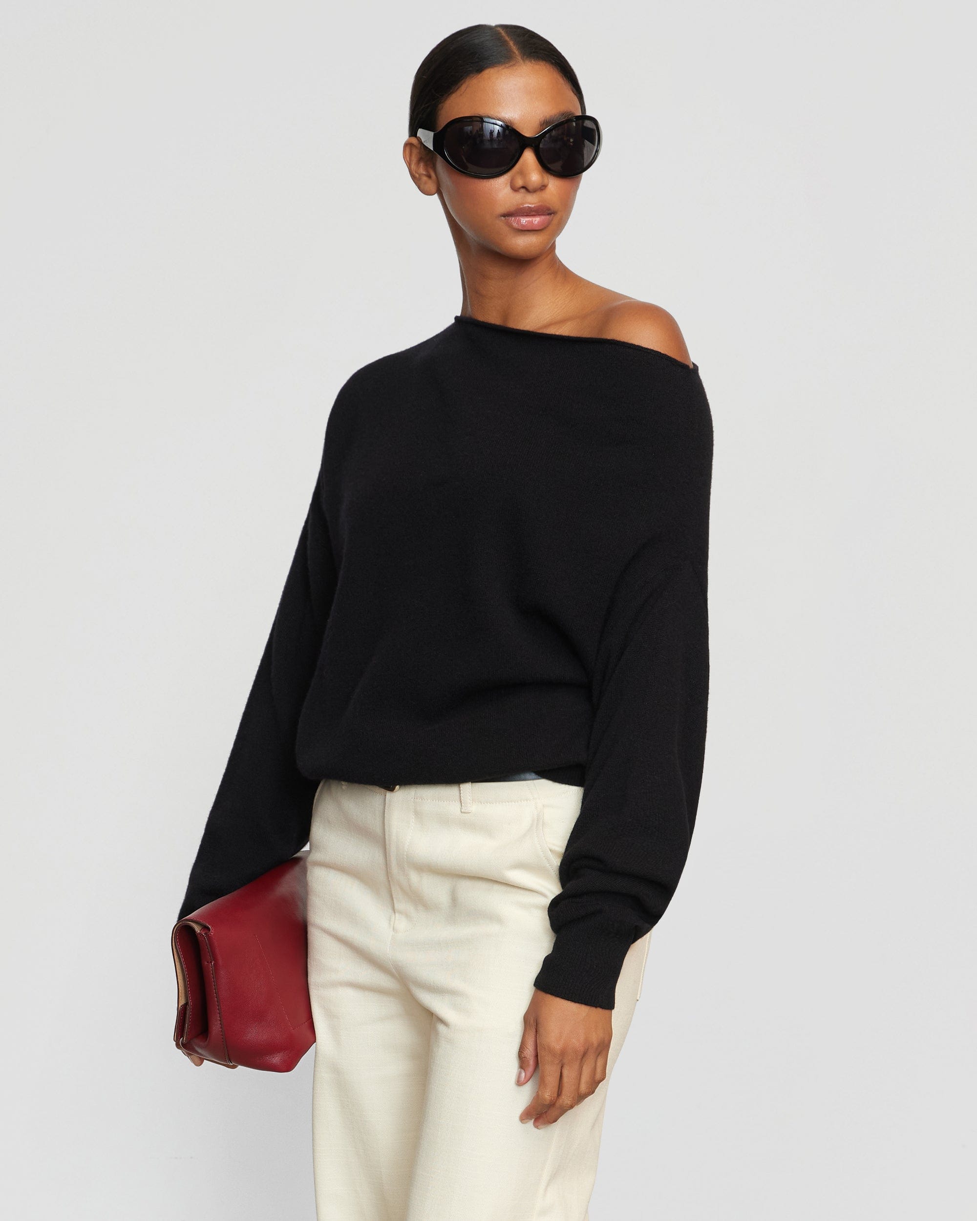 Off the shoulder soft sweater best sale