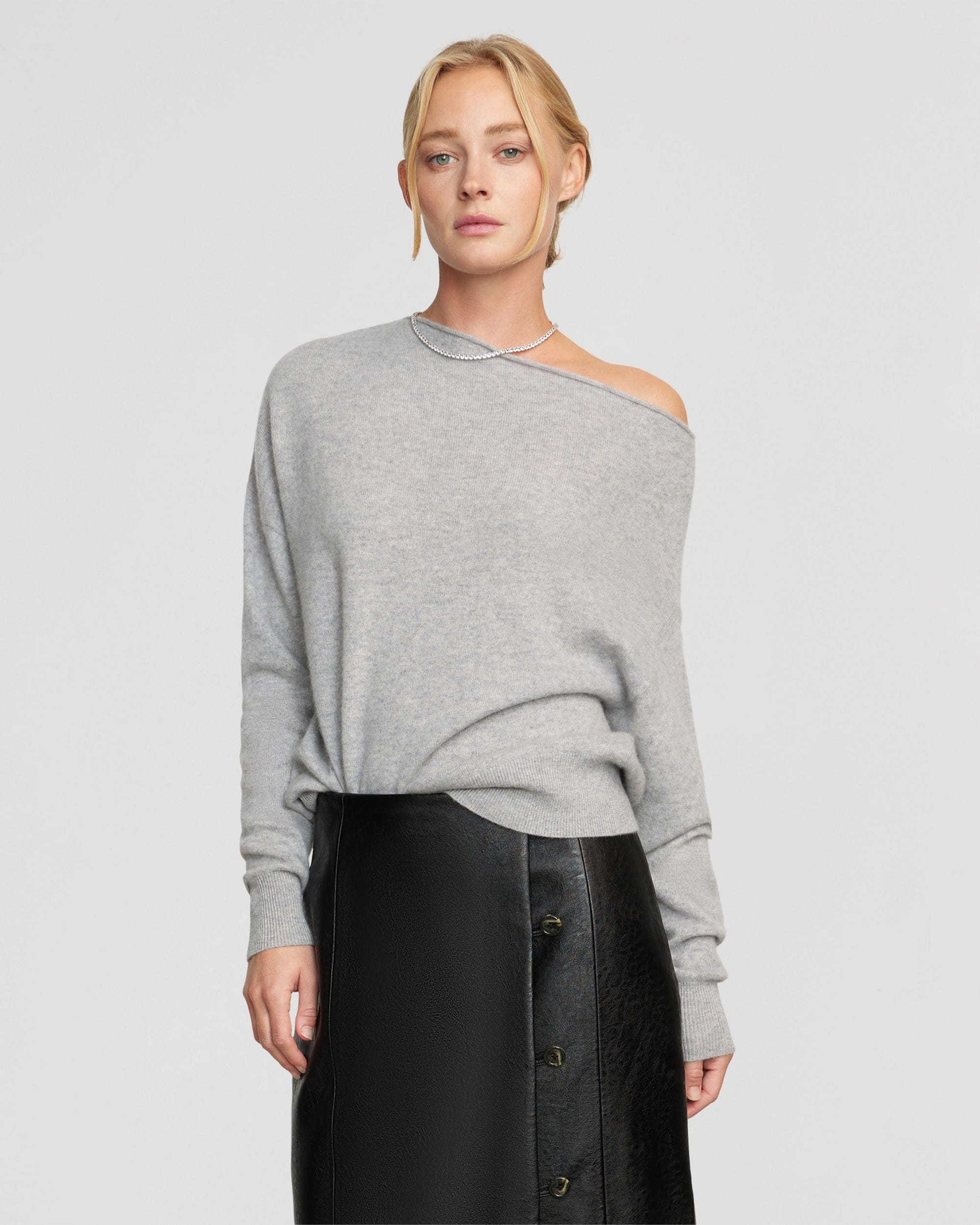 Lan Cashmere Off Shoulder Sweater