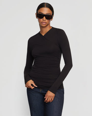 Luisa | Lilou Wrap-Neck Long-Sleeve Tee in Size Small