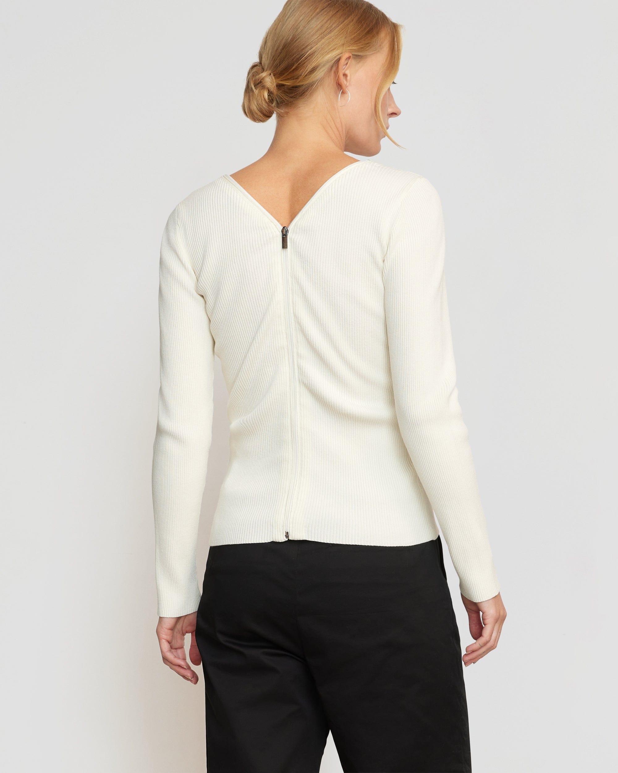 Luna V-Neck Two-Way Zip Sweater