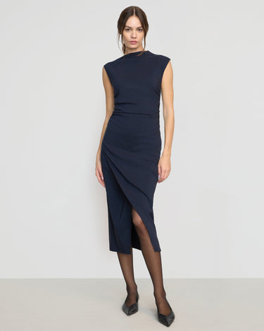 Beate | Manon Asymmetric-Neck Ruched Dress in Size Extra Small