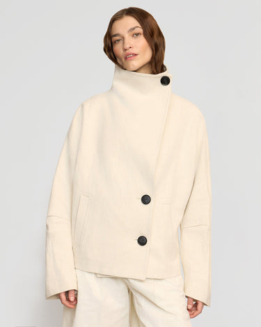 Helena | Pascia Collared Canvas Peacoat in Size Small 