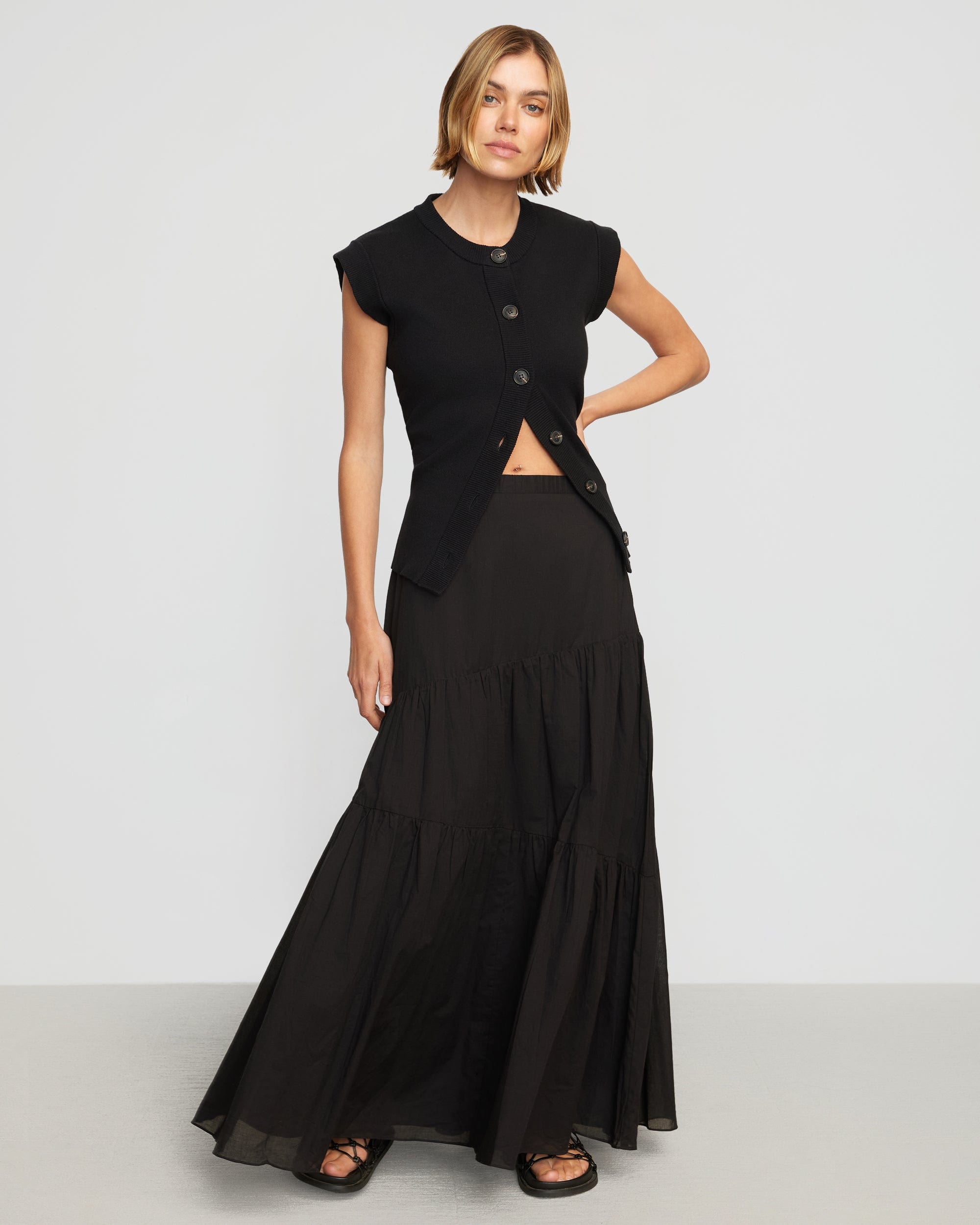 Black maxi skirt cotton best sale