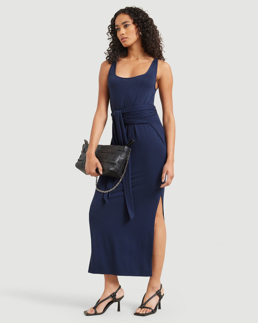 Laini V-Neck Drape Midi Dress