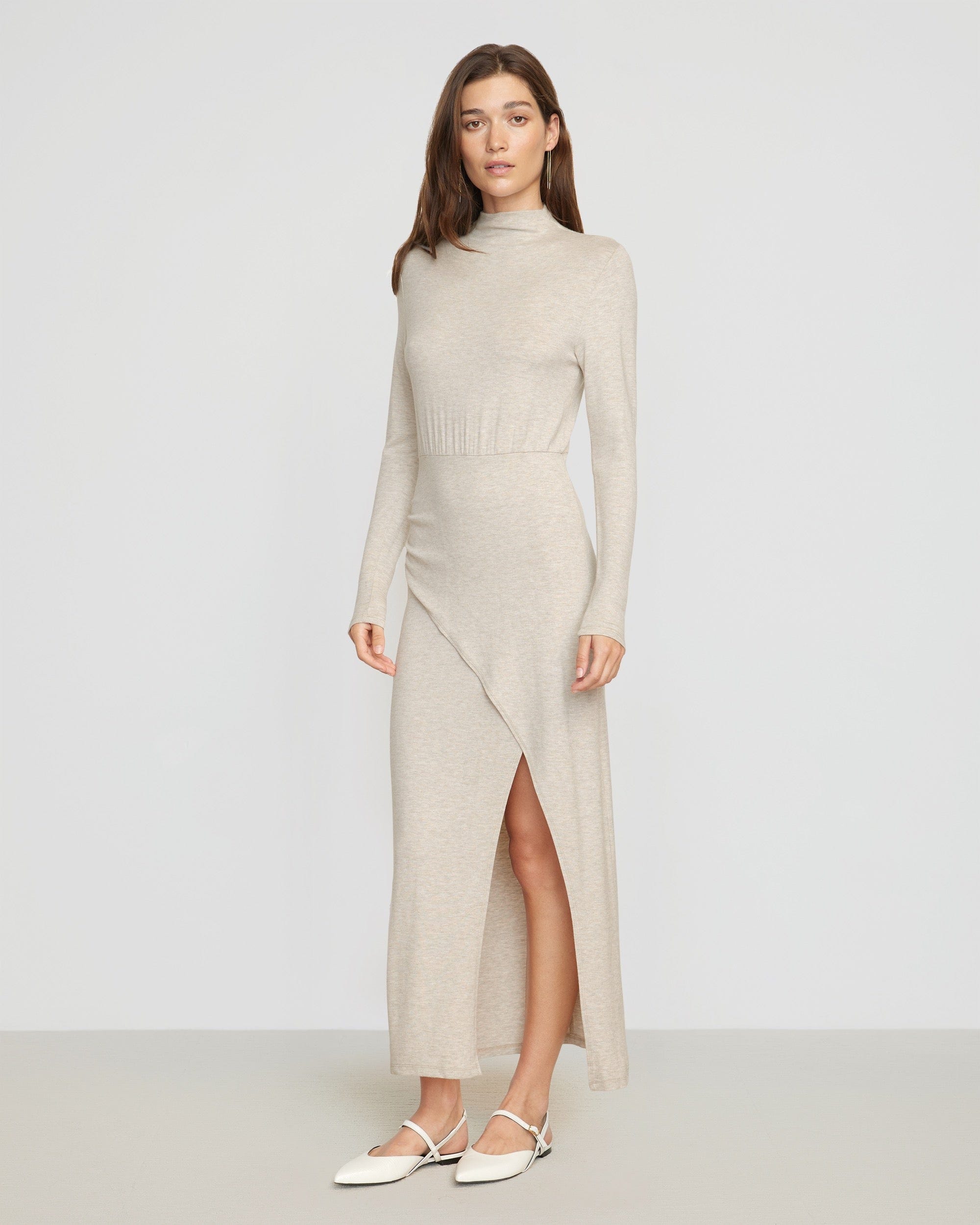 Mock neck bell sleeve dress sale