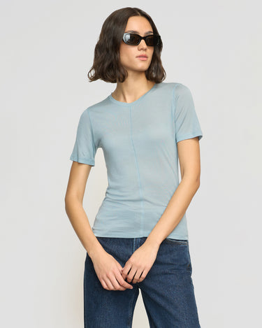 Olivia | Thea Semi-Sheer Tencel Crew-Neck Tee in Size Small 