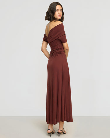 Olivia | Thilda Ruched Off-Shoulder Dress in Size Small 