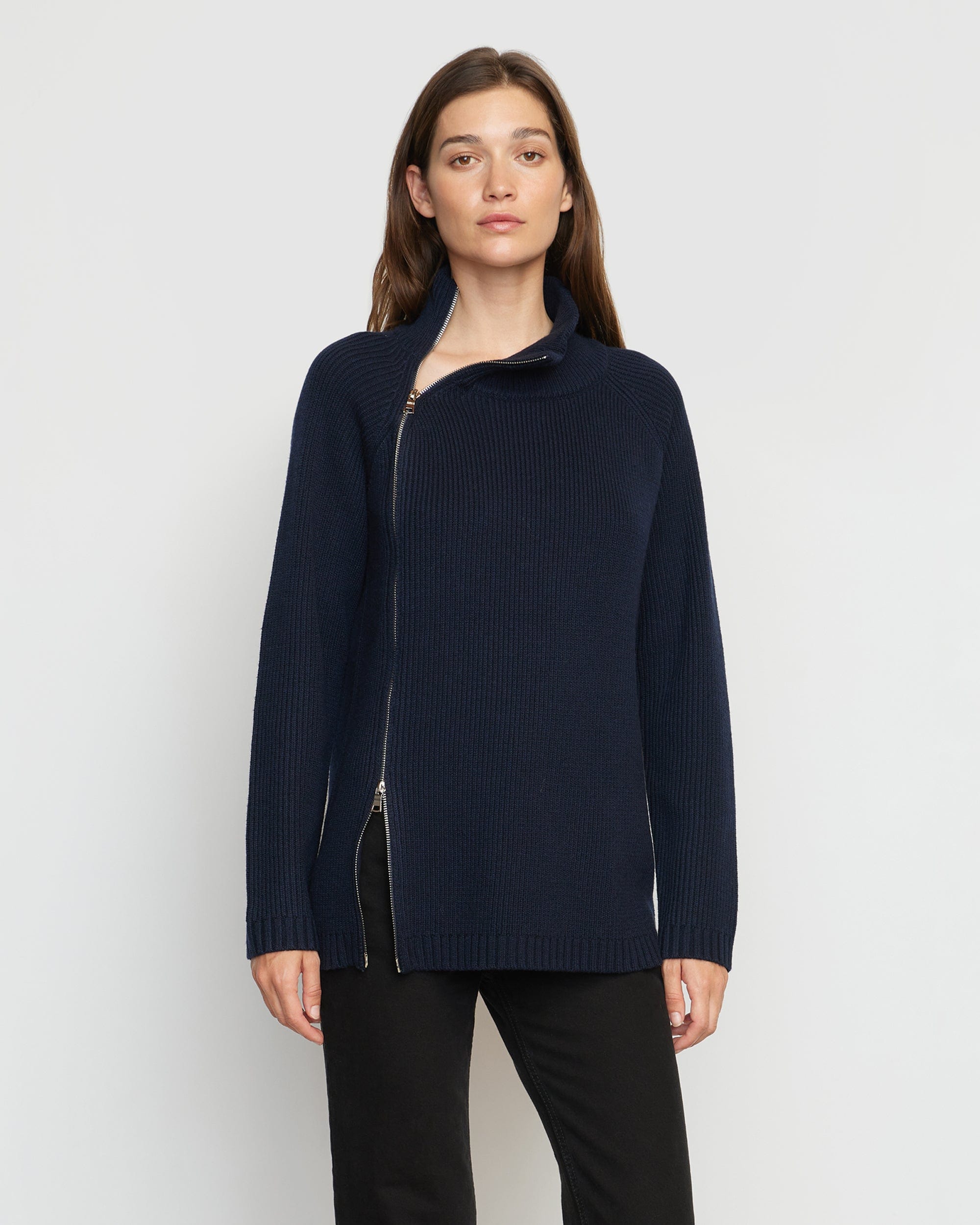 Tobin Asymmetric Two-Way Zip Sweater