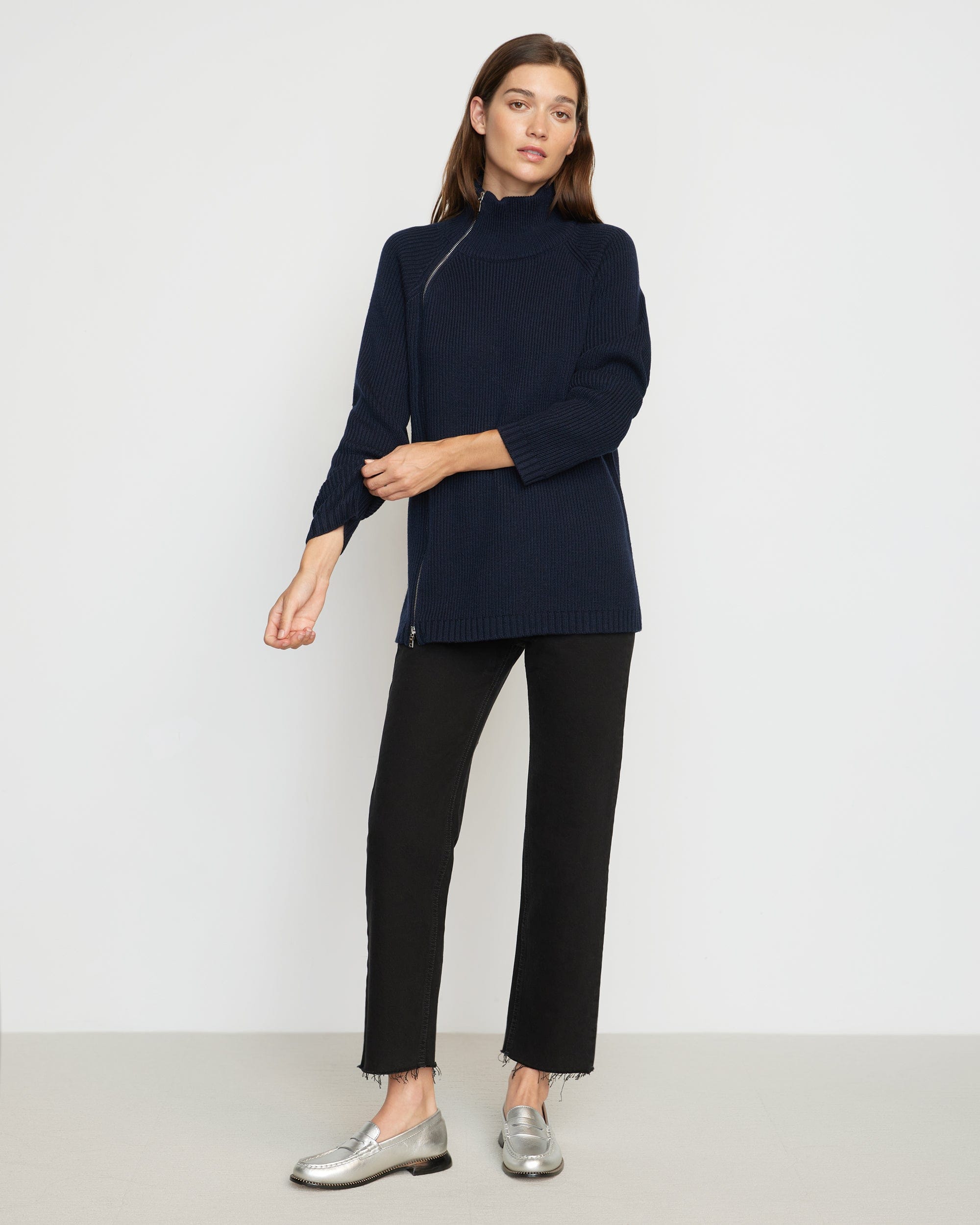 Tobin Asymmetric Two-Way Zip Sweater