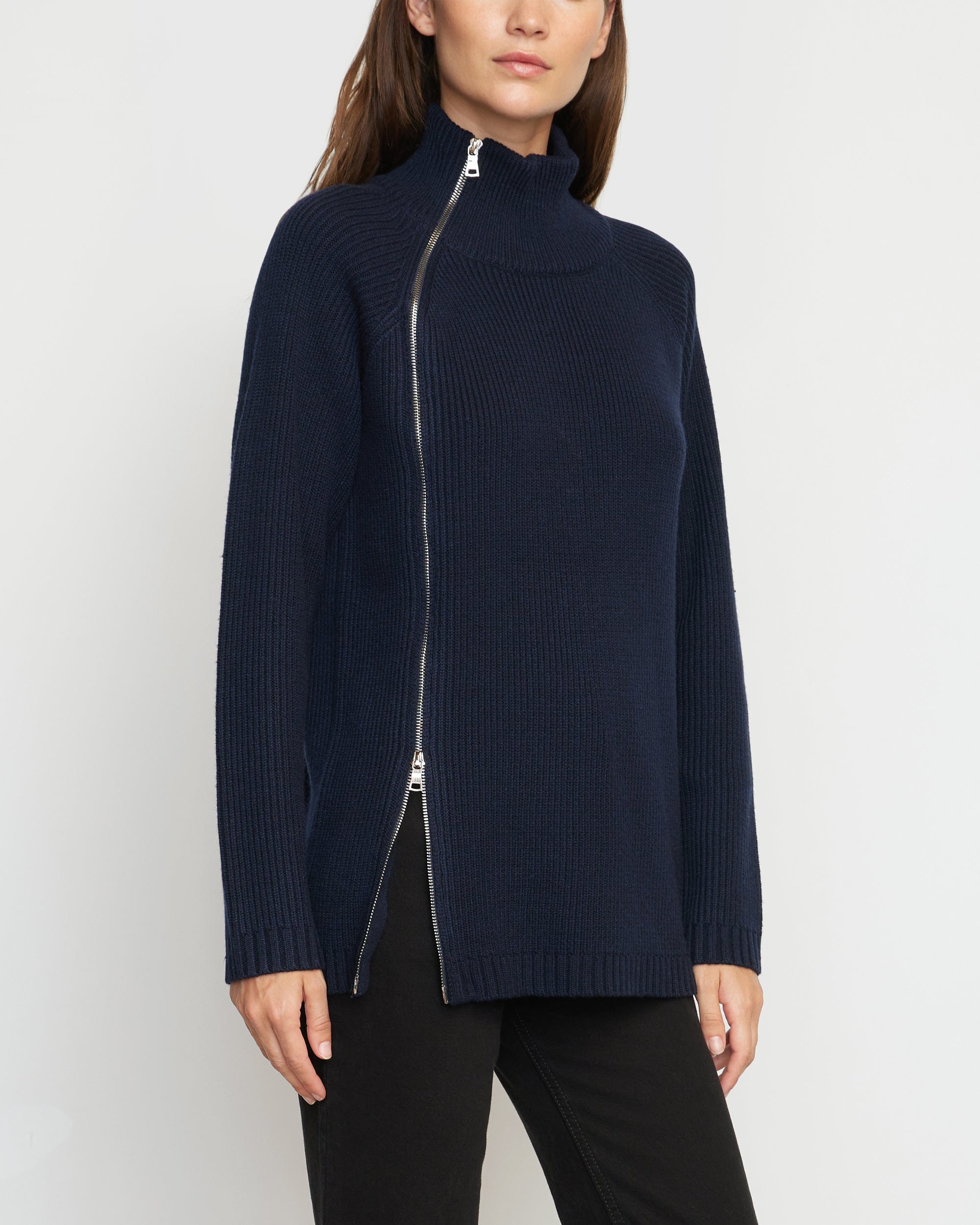 Tobin Asymmetric Two-Way Zip Sweater