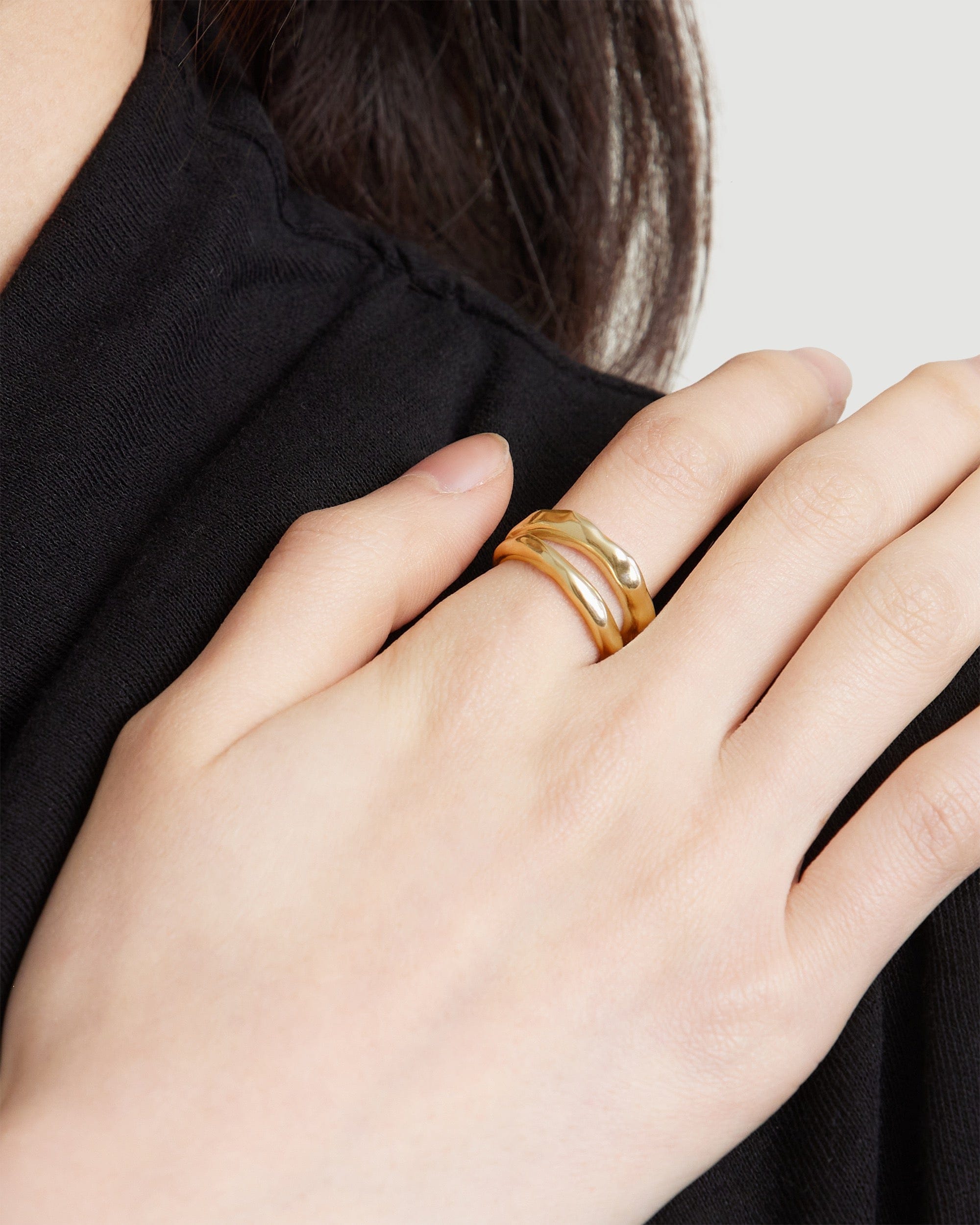 14K Gold Plated Textured Ring