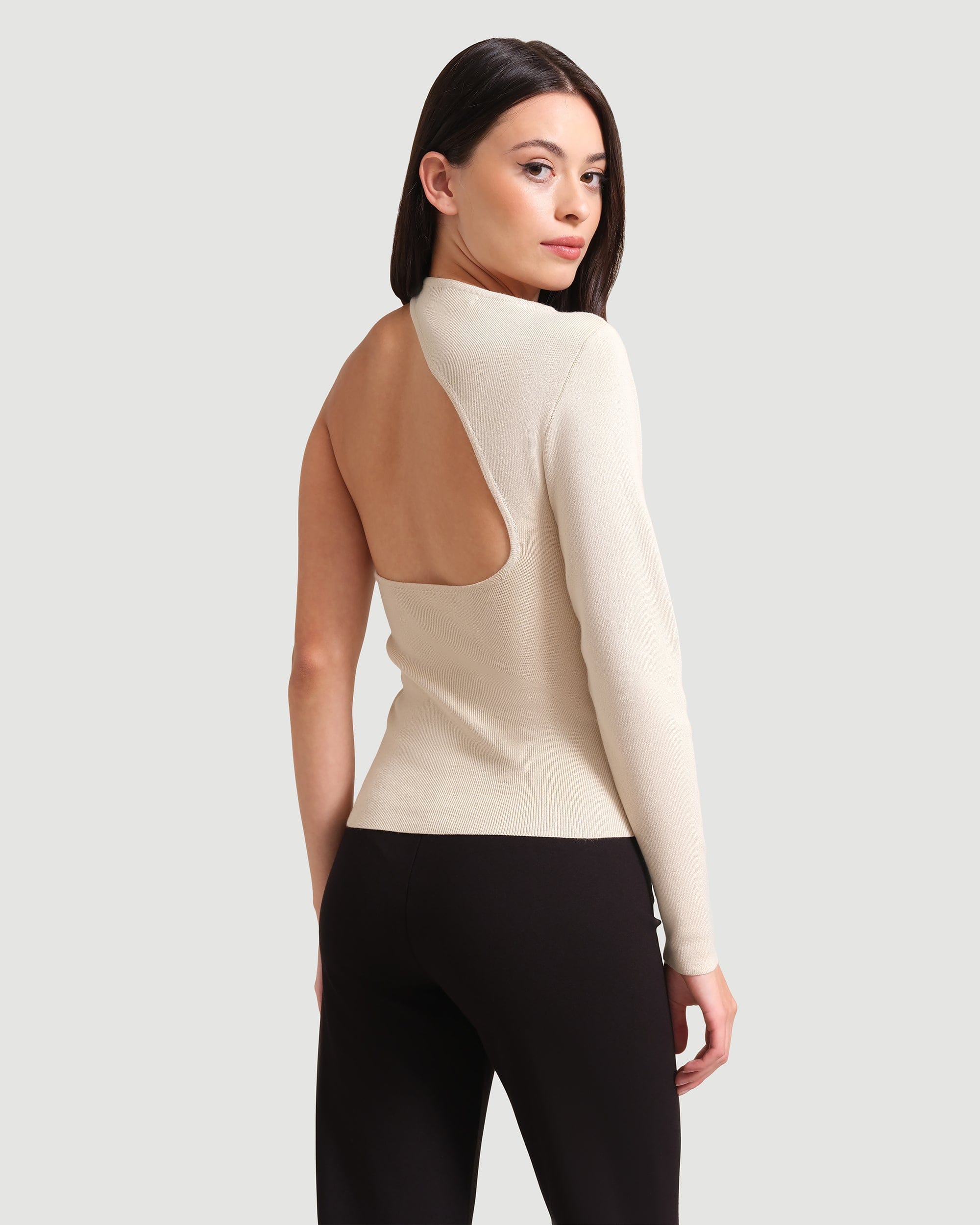 One shoulder discount cut out sweater