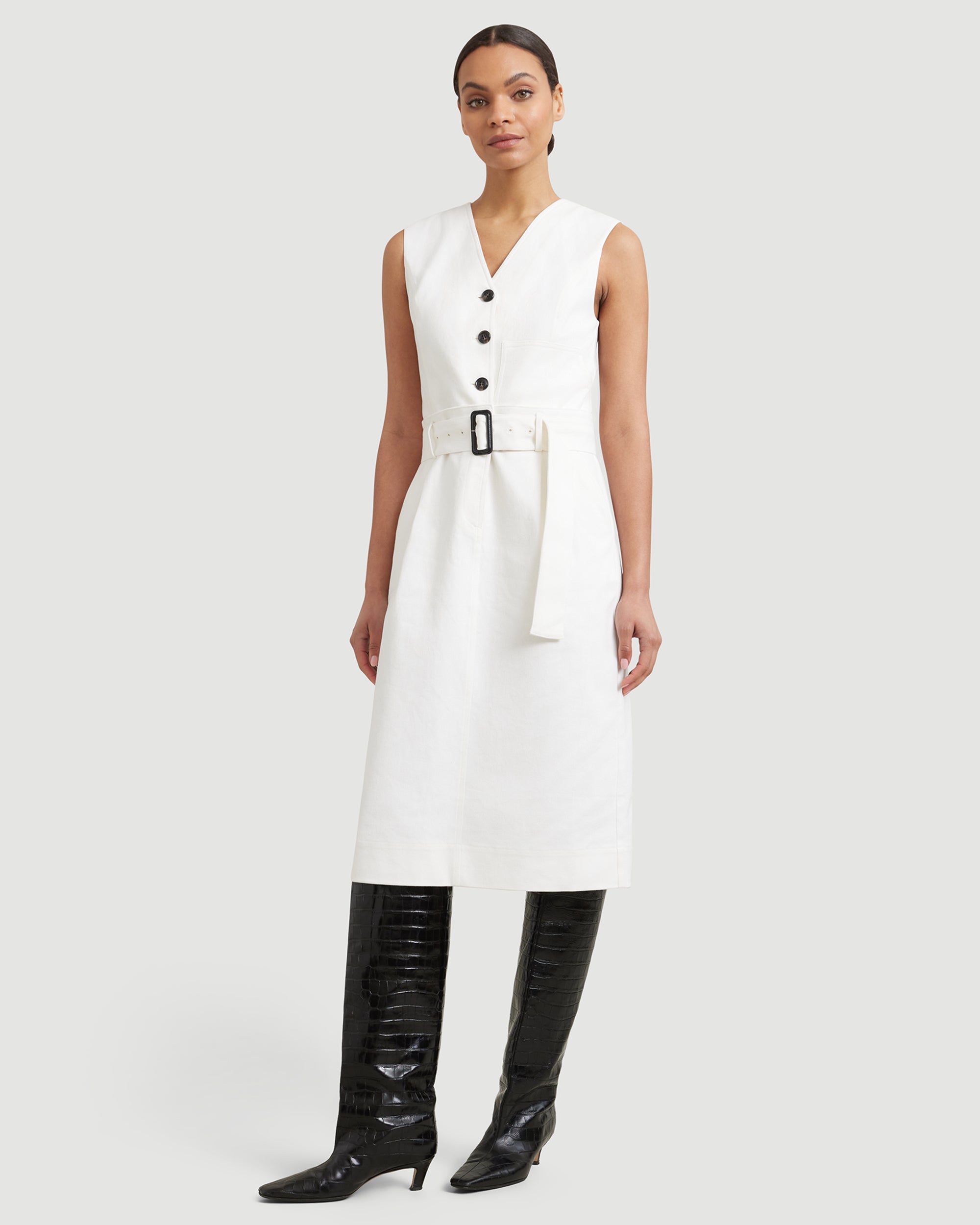 Shanti Cotton Twill Belted Dress